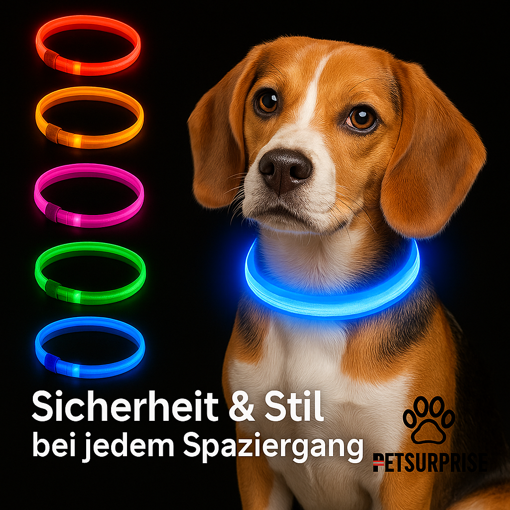 LED-Hundehalsband, USB wiederaufladbar – 3 Leuchtmodi
