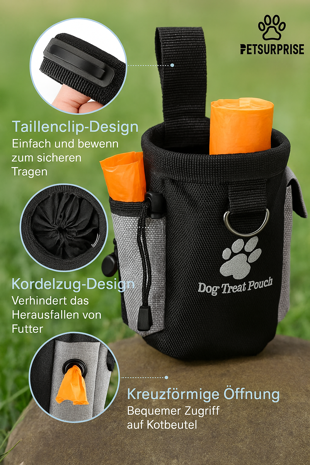 Praktischer Hunde-Leckerlibeutel mit Beutelspender