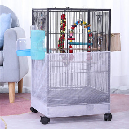Vogelkäfig-Schutznetz – Elastischer Käfigschutz gegen Federn & Futterreste für Wellensittiche, Nymphensittiche & Papageien