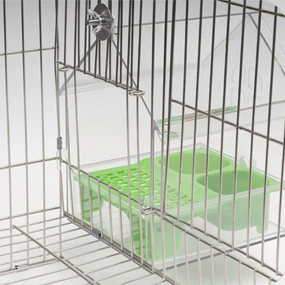 Vogelhaus Futterspender mit Badestation – Doppelkammern, Transparent, ABS-Kunststoff, für Balkon & Garten