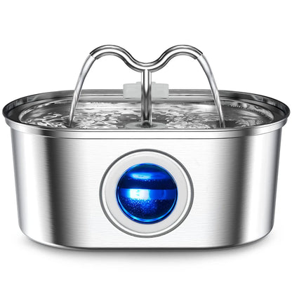 Katzen- & Hunde-Trinkbrunnen 3.2L aus Edelstahl – Leise Pumpe, LED-Licht & Doppelfiltersystem