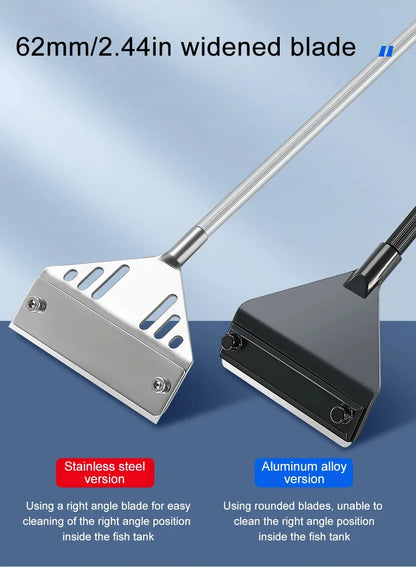Aquarium Algenreiniger – Edelstahl & Aluminium Schaber | 3-in-1 Glasreiniger mit Klinge, Bürste & Netz