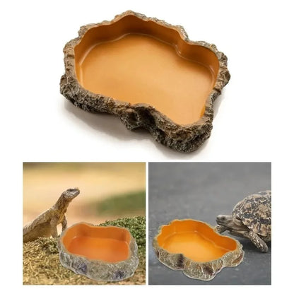 Reptilien- & Amphibien-Wasserschale – Futternapf & Deko für Terrarium | Harzschale für Schildkröten, Echsen, Frösche & Chamäleons