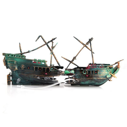 Aquarium Dekoration – Versunkenes Schiff mit Blubber-Effekt | Schiffwrack Ornament für Fischbecken