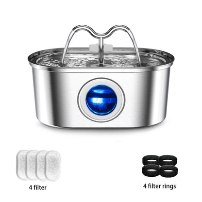 Katzen- & Hunde-Trinkbrunnen 3.2L aus Edelstahl – Leise Pumpe, LED-Licht & Doppelfiltersystem