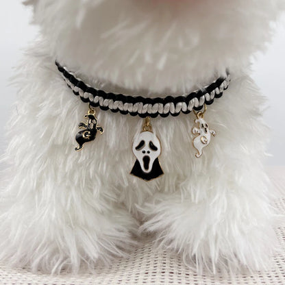 🐾 Halloween-Haustierhalsband mit Anhänger – Handgefertigt für Katzen & kleine Hunde