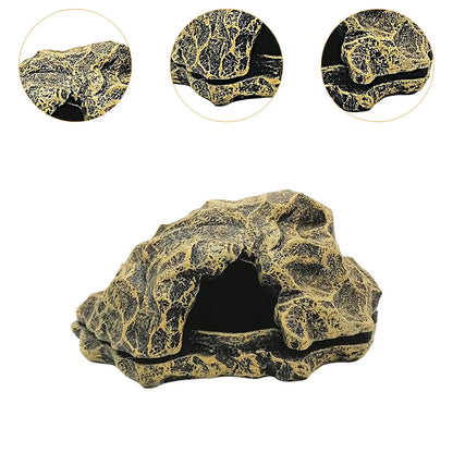Resin Felsen-Höhle für Reptilien – Versteck & Sonnenplatz für Schildkröten, Echsen, Geckos, Frösche & Aquarien