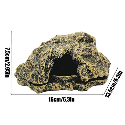 Resin Felsen-Höhle für Reptilien – Versteck & Sonnenplatz für Schildkröten, Echsen, Geckos, Frösche & Aquarien