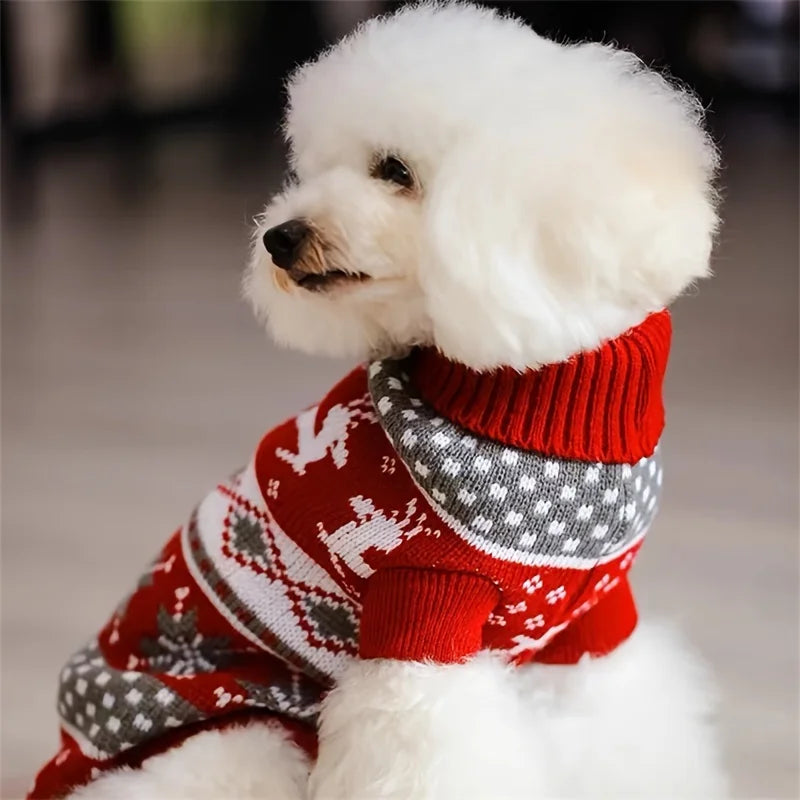 Weihnachts-Strickpullover für Haustiere – Warmer Wollpullover für Hunde & Katzen, Ideal für Bichon & Corgi