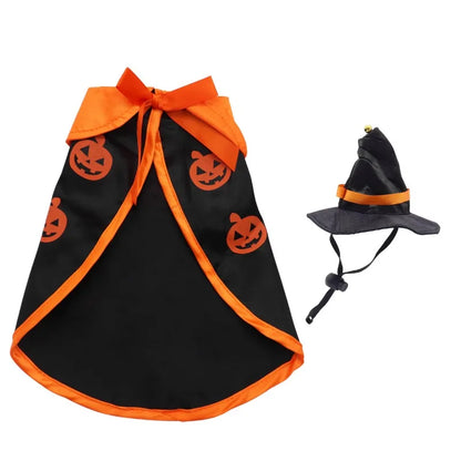 🎃🐶 Halloween-Umhang mit Hut für Hunde – Kürbis-Kostüm für kleine & mittelgroße Hunde