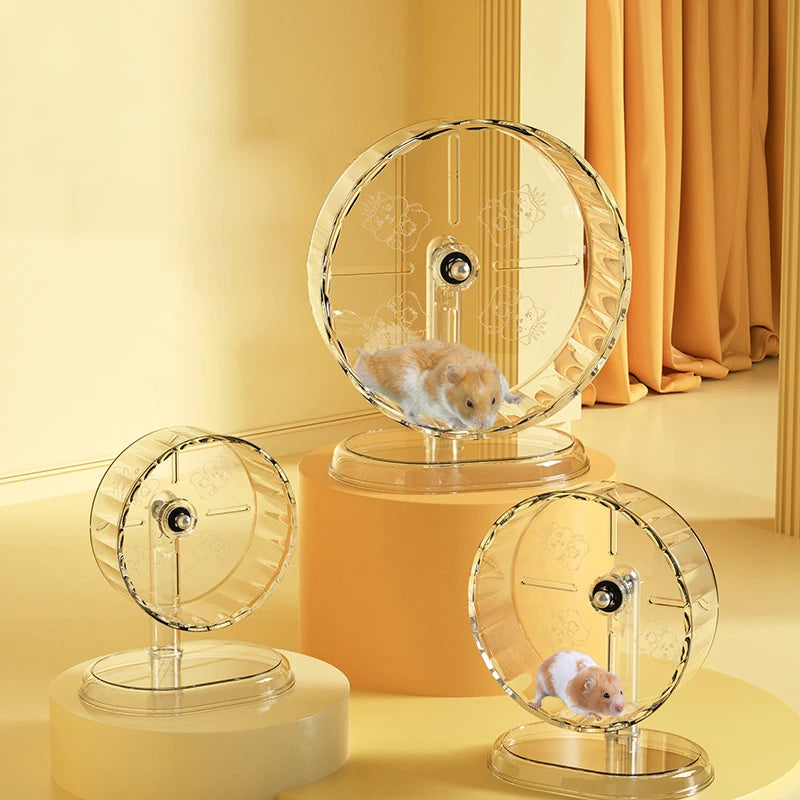 Hamsterrad mit Standfuß – Transparent, rutschfest & leicht zu reinigen | Trainings- & Spielrad für Hamsterkäfig