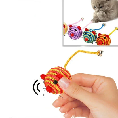 Katzenspielzeug Maus mit Glocke – Interaktives Beiß- & Spielzeug, Robust & Zufällige Farbe