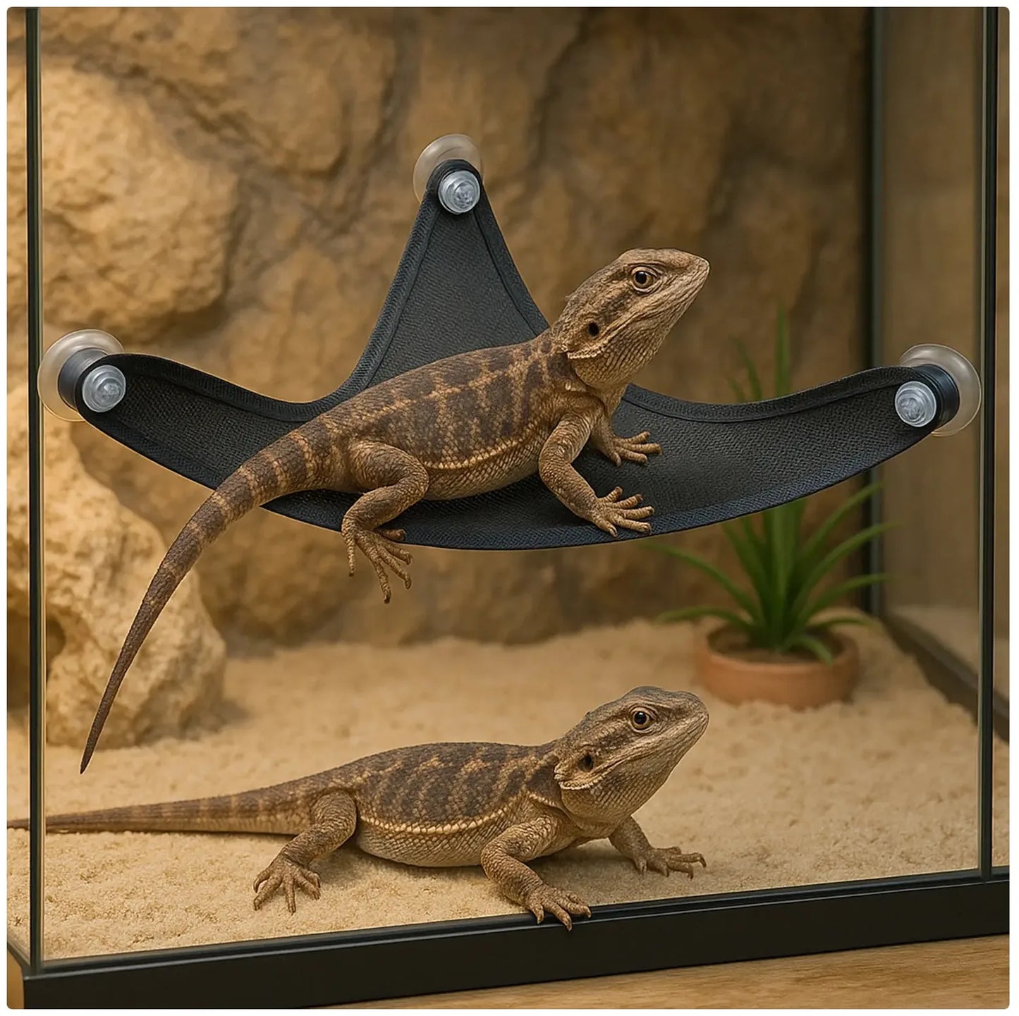 Reptilien-Hängematte – Atmungsaktive Netzschaukel für Echsen, Geckos & Terrarien | Sommer-Kletterhammock