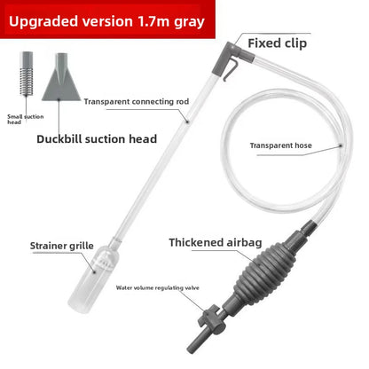 Aquarium Siphon Reinigungs-Set – 3-in-1 Kiesreiniger, Mulmsauger & Wasserwechsel-Tool | Mit Verlängerungsschlauch