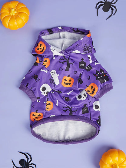 🎃🐕 Halloween Hundekostüm – Warmer Hoodie für kleine Hunde wie Französische Bulldogge, Mops & Terrier